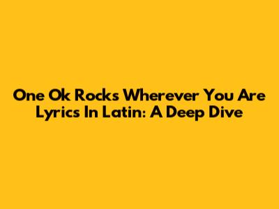 One Ok Rock's 'Wherever You Are' Lyrics In Latin: A Deep Dive