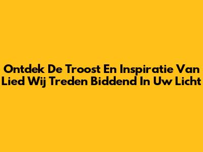 Ontdek De Troost En Inspiratie Van 'Lied Wij Treden Biddend In Uw Licht'
