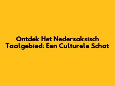 Ontdek Het Nedersaksisch Taalgebied: Een Culturele Schat