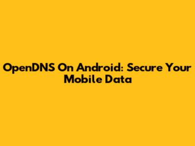 OpenDNS On Android: Secure Your Mobile Data