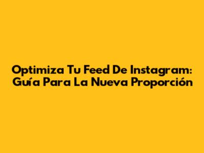 Optimiza Tu Feed De Instagram: Guía Para La Nueva Proporción