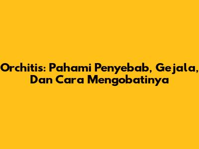 Orchitis: Pahami Penyebab, Gejala, Dan Cara Mengobatinya