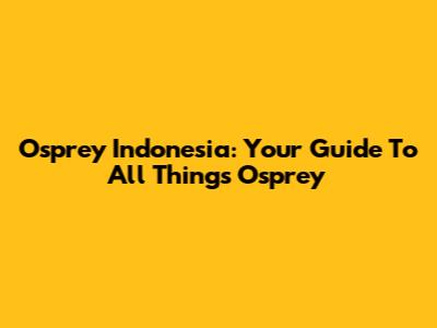 Osprey Indonesia: Your Guide To All Things Osprey