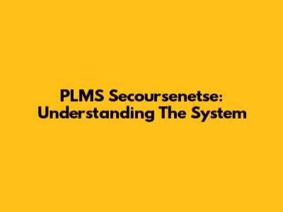 PLMS Secoursenetse: Understanding The System