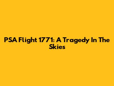 PSA Flight 1771: A Tragedy In The Skies
