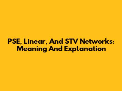 PSE, Linear, And STV Networks: Meaning And Explanation