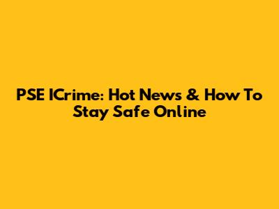 PSE ICrime: Hot News & How To Stay Safe Online