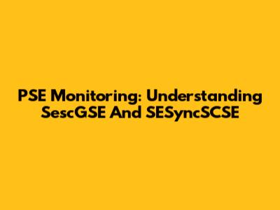 PSE Monitoring: Understanding SescGSE And SESyncSCSE