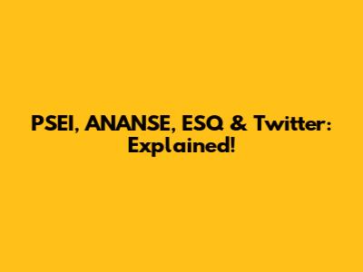 PSEI, ANANSE, ESQ & Twitter: Explained!