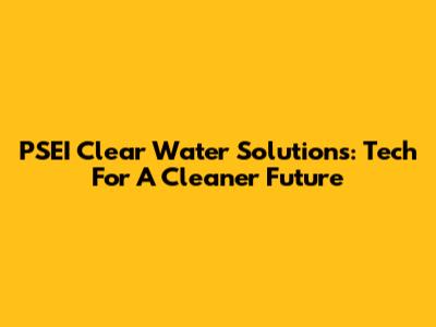 PSEI Clear Water Solutions: Tech For A Cleaner Future