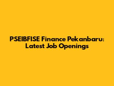 PSEIBFISE Finance Pekanbaru: Latest Job Openings