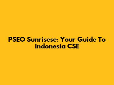 PSEO Sunrisese: Your Guide To Indonesia CSE