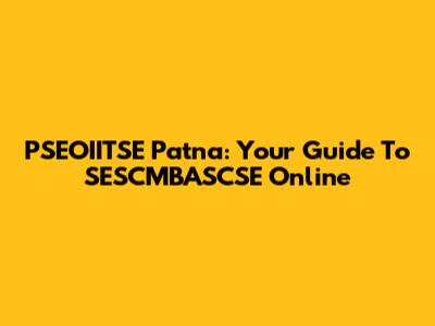 PSEOIITSE Patna: Your Guide To SESCMBASCSE Online