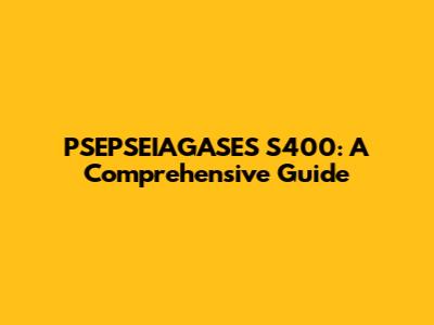 PSEPSEIAGASES S400: A Comprehensive Guide