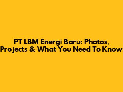 PT LBM Energi Baru: Photos, Projects & What You Need To Know