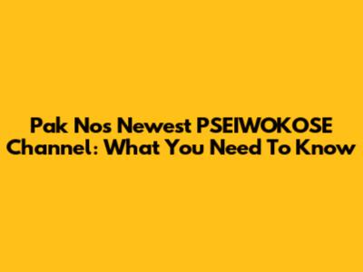 Pak No's Newest PSEIWOKOSE Channel: What You Need To Know