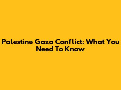 Palestine Gaza Conflict: What You Need To Know