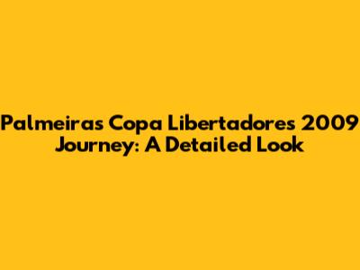 Palmeiras' Copa Libertadores 2009 Journey: A Detailed Look