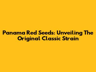 Panama Red Seeds: Unveiling The Original Classic Strain