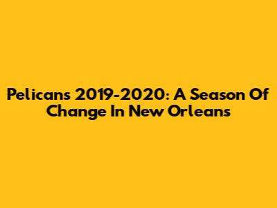 Pelicans 2019-2020: A Season Of Change In New Orleans