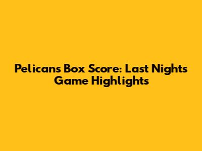 Pelicans Box Score: Last Night's Game Highlights