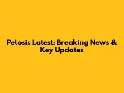 Pelosi's Latest: Breaking News & Key Updates
