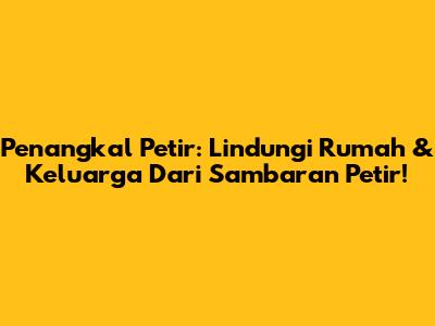 Penangkal Petir: Lindungi Rumah & Keluarga Dari Sambaran Petir!