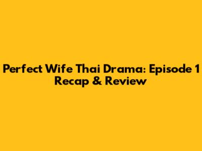 Perfect Wife Thai Drama: Episode 1 Recap & Review