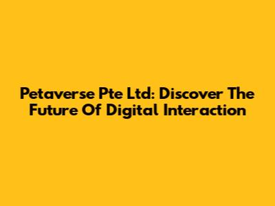 Petaverse Pte Ltd: Discover The Future Of Digital Interaction