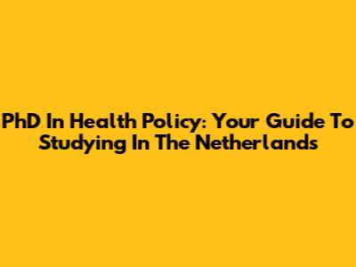 PhD In Health Policy: Your Guide To Studying In The Netherlands