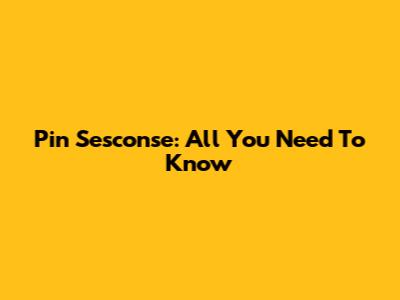 Pin Sesconse: All You Need To Know