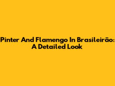 Pinter And Flamengo In Brasileirão: A Detailed Look