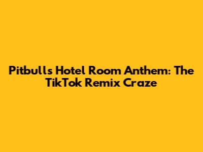 Pitbull's Hotel Room Anthem: The TikTok Remix Craze