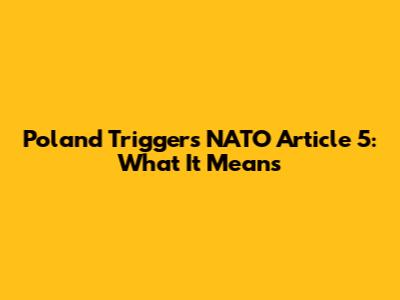 Poland Triggers NATO Article 5: What It Means