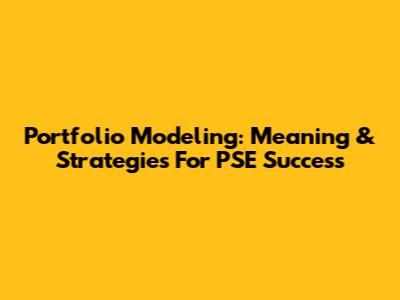 Portfolio Modeling: Meaning & Strategies For PSE Success