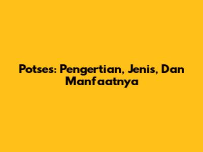 Potses: Pengertian, Jenis, Dan Manfaatnya