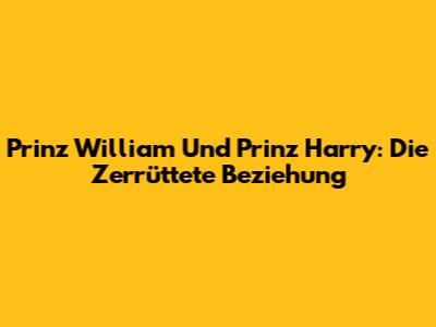 Prinz William Und Prinz Harry: Die Zerrüttete Beziehung