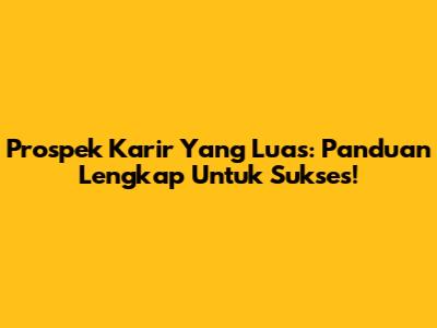 Prospek Karir Yang Luas: Panduan Lengkap Untuk Sukses!