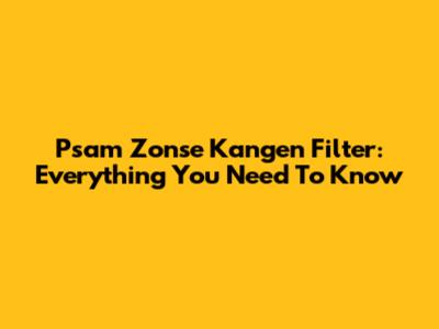 Psam Zonse Kangen Filter: Everything You Need To Know