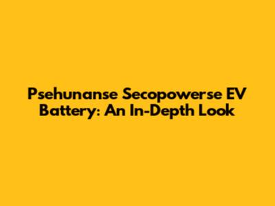 Psehunanse Secopowerse EV Battery: An In-Depth Look