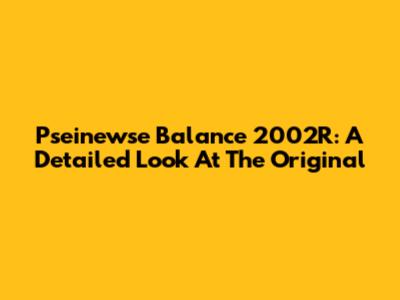 Pseinewse Balance 2002R: A Detailed Look At The Original