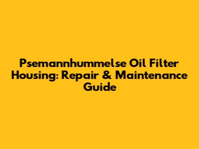 Psemannhummelse Oil Filter Housing: Repair & Maintenance Guide