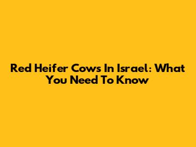 Red Heifer Cows In Israel: What You Need To Know