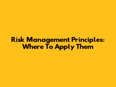 Risk Management Principles: Where To Apply Them