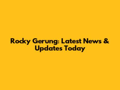 Rocky Gerung: Latest News & Updates Today