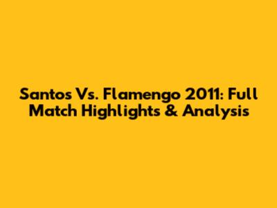 Santos Vs. Flamengo 2011: Full Match Highlights & Analysis