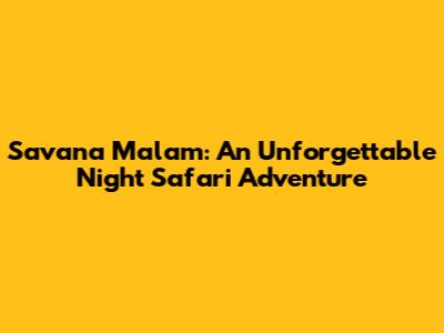 Savana Malam: An Unforgettable Night Safari Adventure