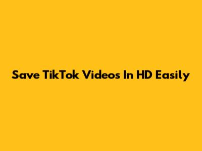 Save TikTok Videos In HD Easily