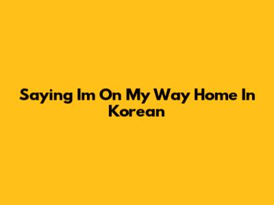 Saying "I'm On My Way Home" In Korean
