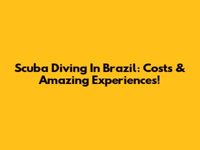 Scuba Diving In Brazil: Costs & Amazing Experiences!